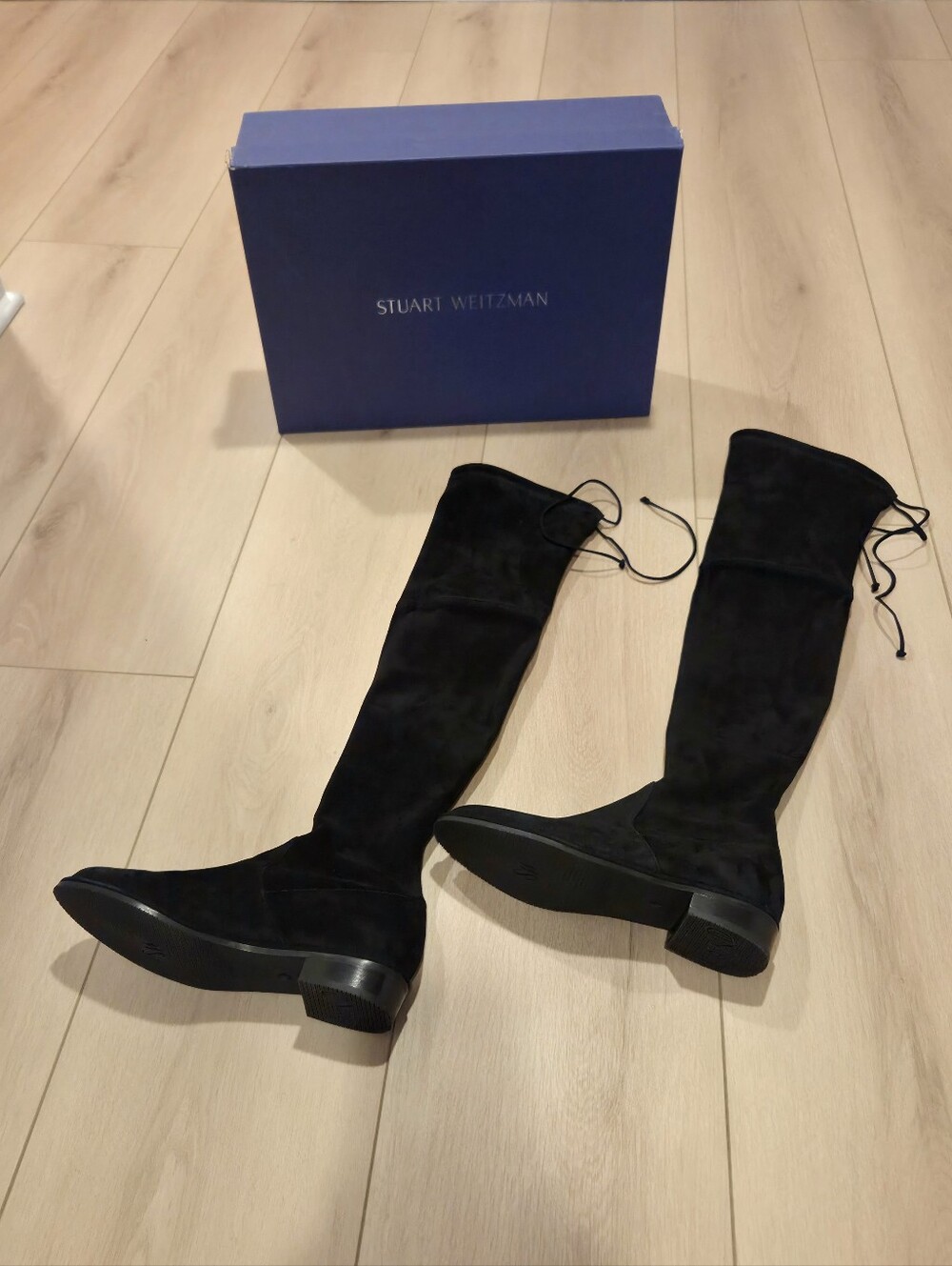 Authentic Stuart Weitzman Lowland Black Over-the-Knee Suede Boots